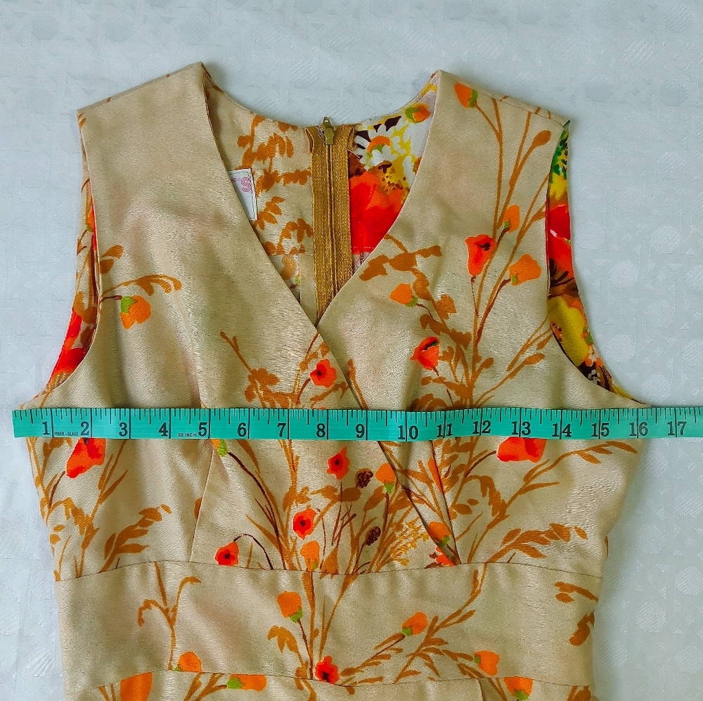 Vintage 1970s Harriet Hawaiian Empire Waist Sleeveless Floral Maxi Dress Size 10 - Picture 6 of 9